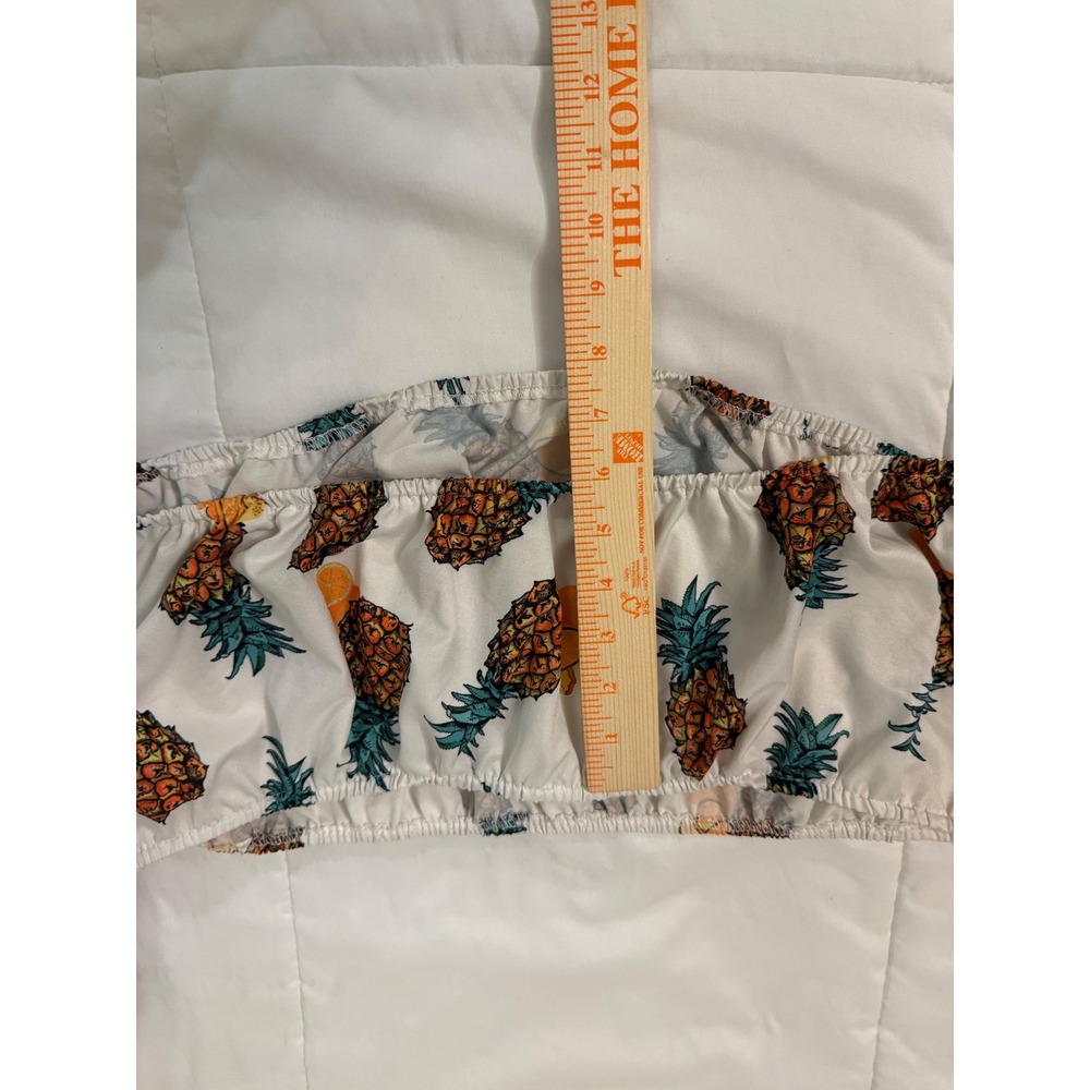 SHEIN Curve Pineapple Print Off the Shoulder Crop Top White 2XL PlusSize Smocked - Picture 4 of 5